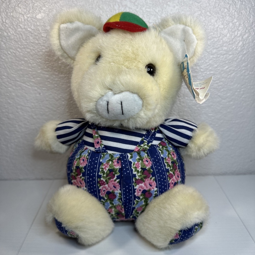 Vintage Kuddle Me Toys Plush Pig Stuffed Animal Kelly Toy Division 8" With Tags